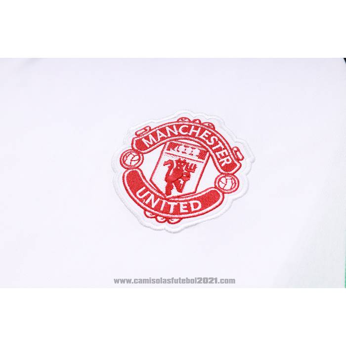 Fato de Treino Manchester United Manga Curta 2023-2024 Branco y Preto - Calcas Curta